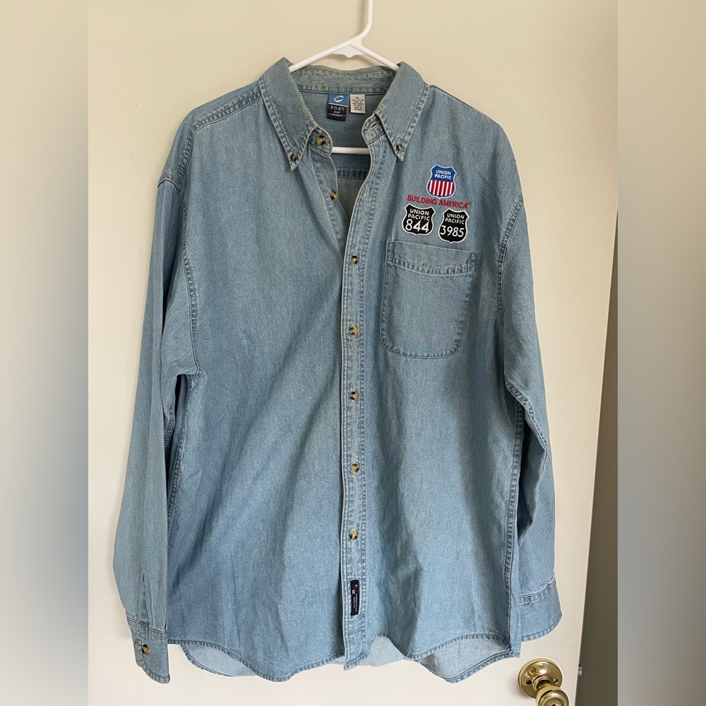 Vintage Union Pacific Denim Button Up